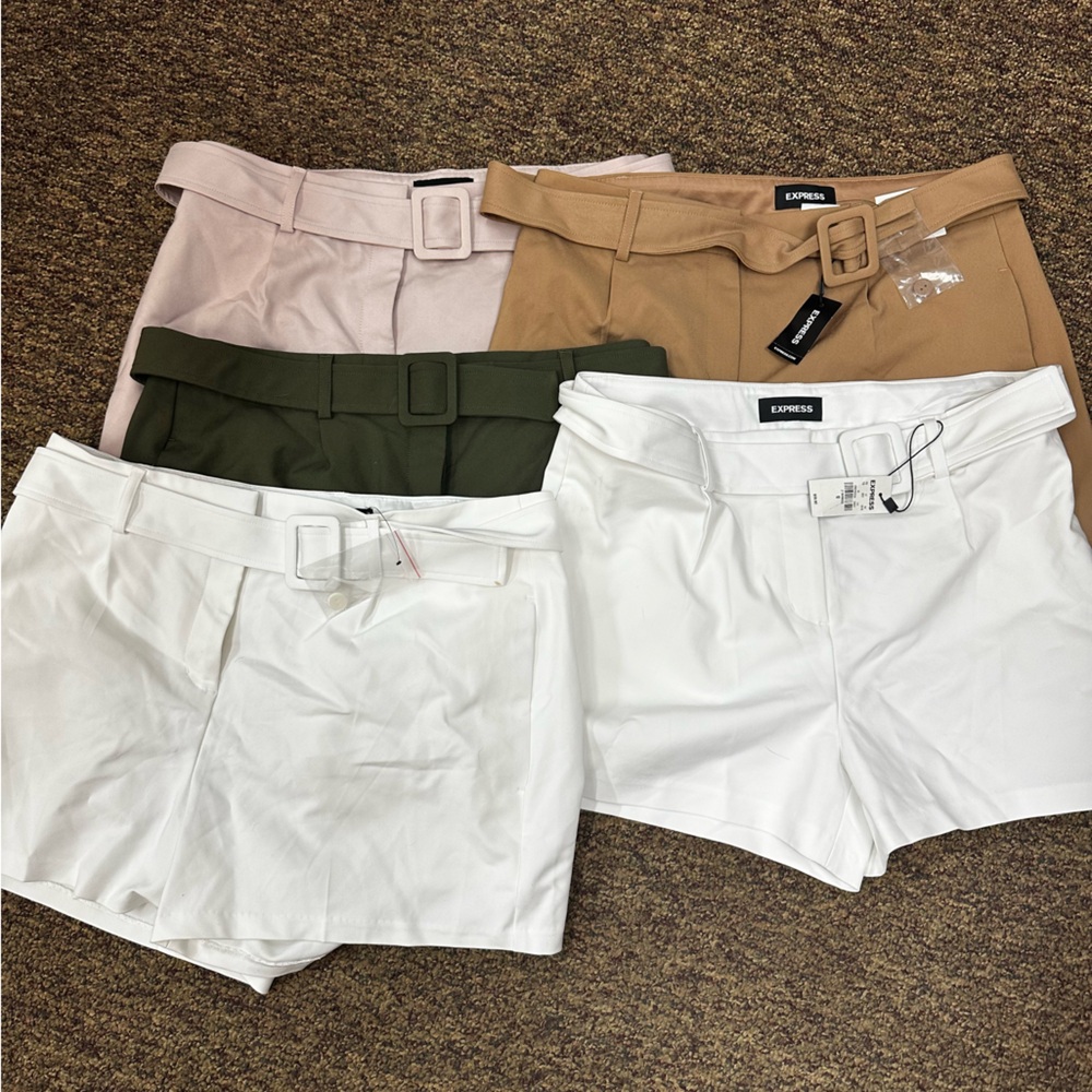 5 pairs of Express Women's Shorts - White, Tan, Pink, Green